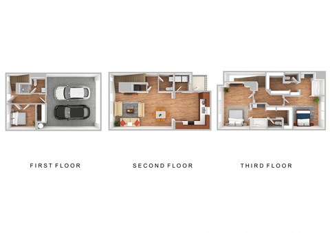 Floor plan for 3 beds, 3.5 baths, 1648 sqft